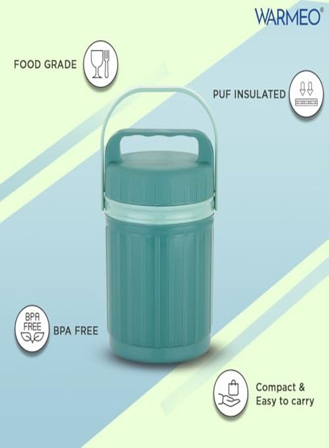 WARMEO مجموعة علب طعام WARMEO PRO، 3 قطع، مصنوعة من الفولاذ المقاوم للصدأ، سعة كل منها 250 مل، معزولة بمادة البولي يوريثين، مانعة للتسرب، مثالية لحفظ الطعام ساخنًا وباردًا، مناسبة للمكتب، الجامعة، والنزهات، لون أخضر. - Image 3